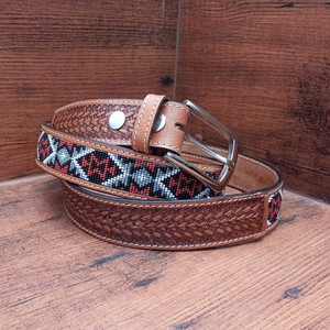 Hot Sale Personalized Customized Heavy Duty Western Hand <b>Tooled</b> Full Grain Beaded <b>Belt</b> Removable Buckle Men Women Girl Boy <b>Belt</b> - Product Image 2