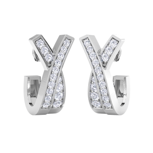 Pendientes de Aro en Forma de X, Chapados en Oro Blanco de 18K, con Diamantes, Joyería Elegante para Mujer, Regalo - Product Image 2
