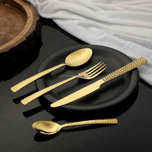 Ensemble de couverts en acier inoxydable de qualité 202/304 brillant couverts martelés de luxe-cuillère fourchette et couteau pour bébé faits à la main en Inde - Product Image 3