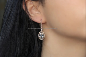 Pendientes de oro de 14kt creados en laboratorio IGI/GIA Lab Grown Oval Diamonds Joyería de diamantes con estilo Boda Regalos de plata esterlina de moda - Product Image 4