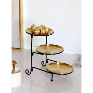 <b>3</b> <b>Tier</b> Gold Plates Luxury <b>Cake</b> Dessert <b>Stand</b> Wedding Eid Decoration Tableware Dessert Cupcakes Fruits Display <b>Cake</b> <b>Stand</b> Latest - Product Image 1