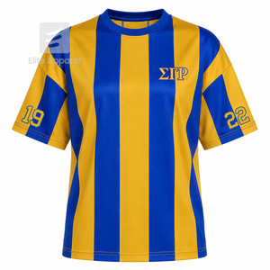 Custom Sigma Gamma Rho Sorority Sweatshirt Striped Short Sleeve blue & gold Casual Style for female with polyester lining - Product Image 1