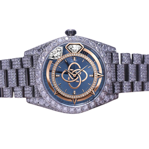Montre de luxe à cadran rond en moissanite pour homme, bracelet entièrement serti de diamants - Product Image 4