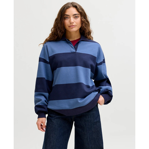 Sudadera Casual para Mujer, Ecológica, Gruesa, Oversize, Cuello Redondo, Estilo Rugby, a Rayas, con Logotipo Personalizado al por Mayor, Transpirable - Product Image 5