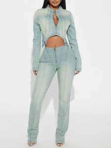 Factory Custom-made Women's Winter Denim Jackets Breathable Woven Stonewashed Reversible Eco-Friendly 340g Polyester/Cotton - Product Image 2