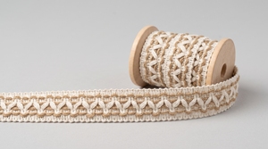 Ribete de Encaje Tejido de Mezcla de Algodón Natural y Yute para Decoración del Hogar, Manualidades y Bordes Decorativos - Product Image 1