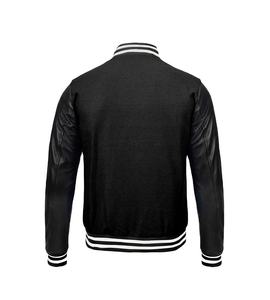 แจ็คเก็ตเบสบอลผู้ชายสไตล์วาร์ซิตี้แบบสตรีทแฟชั่น ผลิตตามสั่งแบบ OEM ขายส่ง แขนหนังผสมขนสัตว์ ปักโลโก้ - Product Image 2