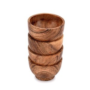 Bol de service moderne de luxe en bois de manguier poli fait main, écologique, pour salade et dîner, vaisselle empilable - Product Image 3