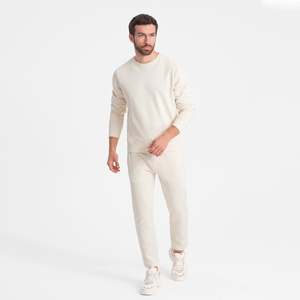 Conjunto Deportivo para Hombre, Sudadera Holgada con Hombros Caídos y Pantalones Jogger, Mezcla de Algodón, Ropa Deportiva Informal, Felpa Suave, Traje de Entrenamiento - Product Image 1