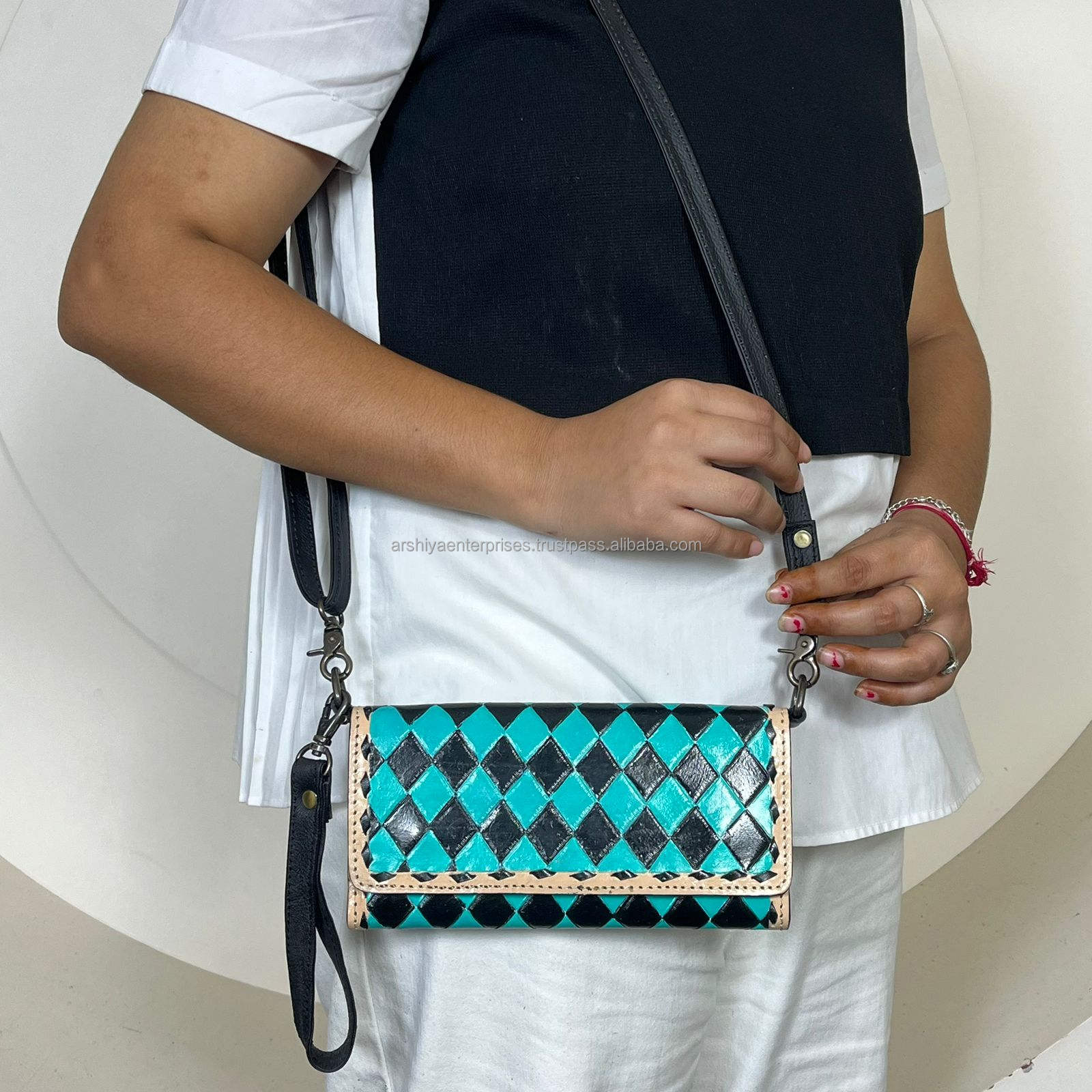 Black & Turquoise Checkered