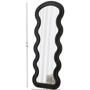 Specchio a Figura Intera in Flanella Nera per Camera da Letto o Soggiorno, da Appendere o Montare a Parete - Product Image 3