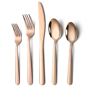 Modern Rose Gold Flatware <b>Set</b> High Mirror Polish Rust Resistant Metal Cutlery Fork Knife Spoon Wedding Dinnerware At <b>Cheap</b> Price - Product Image 5