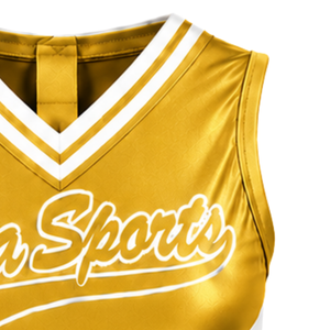 Customized Gold Cheer Shirt Sleeveless Team Sportswear Athletic Uniform Top Practice Training Performance Cheer Squad Apparel - Product Image 4