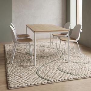 Tapis d'intérieur en laine tissé à la main, antidérapant, à boucles moyennes, couleur unie crème vert sauge, tapis de sol minimaliste, décoration moderne pour la maison - Product Image 5