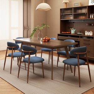 Ensemble de 4 chaises de salle à manger rembourrées, style moderne du milieu du siècle, chaises de cuisine et de salle à manger avec assise et dossier en lin - Product Image 6