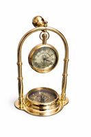 Horloge Nautique Élégante en Laiton avec Boussole, Horloge Murale Vintage, Décoration de Bureau Antique