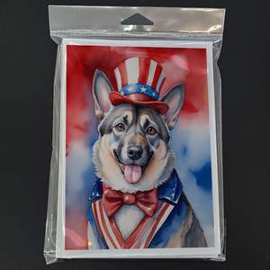 Norwegian Elkhound Patriotic American Whimsical A7 Tarjetas de notas en blanco Pack 8 con sobres Tarjetas de felicitación de tamaño 5x7 - Product Image 3