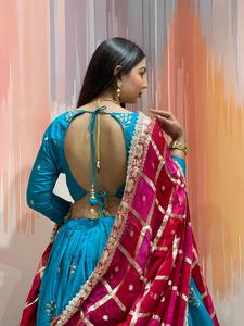 Chaniya Choli élégant en soie de Bombay avec broderies Butta et dupatta en viscose brodée, tenue de mariage et de Navratri pour femmes - Product Image 6
