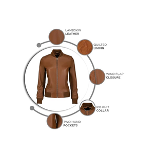 Classical Varsity Style Leather Jacket Women - Casual Fashion Windbreaker Moto Biker Genuine Leather Bomber Jacket Women - Product Image 5