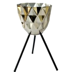Silver Iron Planter Powder Coated Durable Multi-Purpose Outdoor & Indoor Floor Planter with Drainage - Product Image 1