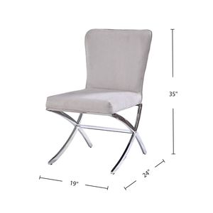 Set di 2 sedie da pranzo con seduta e schienale imbottiti in velluto grigio e finitura cromata - Product Image 3
