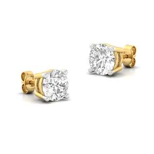 Boucles d'oreilles solitaires en diamant CVD de laboratoire 0,485 ct, étincelle éternelle, plaqué or 10 carats, certifiées IGI, classiques et élégantes pour femmes - Product Image 1