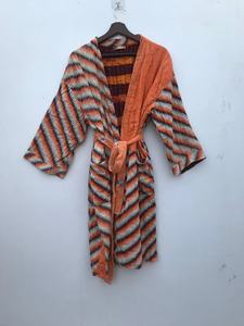 Recién llegado, chaqueta kantha de algodón indio, chaqueta de edredón kantha vintage, kimono largo clásico con cinturón y cuello grande, chaqueta de mujer - Product Image 2