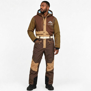 Combinaison de ski imperméable et coupe-vent à capuche avec fermeture éclair, logo personnalisé imprimé, pour homme et femme, hiver, extérieur, snowboard, montagne - Product Image 3