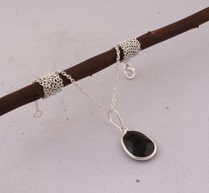 Collier en argent sterling 925 avec pendentif en onyx noir, pierre précieuse naturelle, bijoux artisanaux faits à la main, vente en gros, style bohème vintage pour femme - Product Image 6
