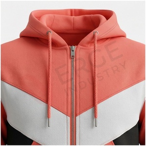 Ensemble de survêtement pour homme, couleur corail, blocs de couleurs, manches longues, capuche, fermeture éclair sur le devant, coupe sportive, coupe régulière, vêtements d'automne - Product Image 4