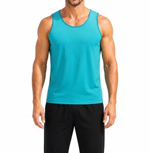 Débardeur sans manches pour homme, écologique, lavé, col rond, couleur unie, tricoté, 100 % polyester, séchage rapide, coupe sportive, vert sarcelle - Product Image 1