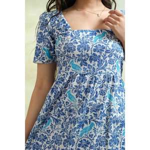 Robe longue d'été en coton imprimé, taille naturelle, écologique, douce, respirante, décontractée pour femme - Product Image 6