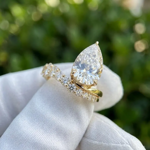 Bague de fiançailles de luxe en or plaqué avec diamant ovale de 3 carats cultivé en laboratoire, certifié IGI, E VVS2 VS1, ensemble pour mariage et anniversaire - Product Image 4