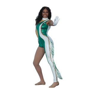 Conjunto de Uniforme de Majorette Personalizado para Mujer, con Logotipo Personalizado, Pedrería, Traje de Baile, Rojo y Negro, para Actuaciones en Escenario, Poliéster, Disponible en Stock - Product Image 3