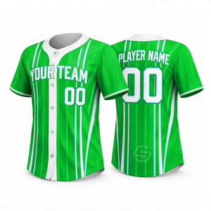 Maillot de baseball personnalisé par sublimation, unisexe, adulte, manches courtes, design rayé, nom de l'équipe, numéro du joueur, polyester respirant - Product Image 6