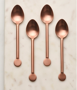 Ensemble de cuillères à thé en cuivre mat, finition PVD cuivre mat en acier inoxydable, design minimaliste, passe au lave-vaisselle, pour restaurant - Product Image 1