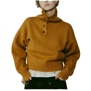 Pull en tricot à col en V pour femme, logo personnalisé, manches longues, pull décontracté d'hiver, fournisseur en gros de marques privées - Product Image 5