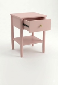 Mesa de Centro Moderna Color Rosa Pastel con Madera de Caucho Resistente y Chapa de Roble MDF para Sala de Estar, Dormitorio y Hogar - Product Image 3
