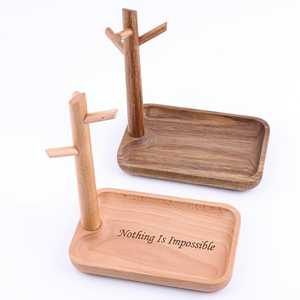 Support à clés ovale en bois avec plateau, motif nature morte, design moderne, fait main, pour table à manger - Product Image 2