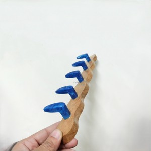 Handmade Wooden Wall Hook Rack with Blue Resin Hooks Decorative <b>Key</b> Holder Coat Rack Entryway Organizer <b>hanger</b> - Product Image 3