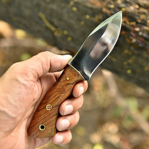 Couteaux à Découper à Lame Fixe Faits Main, Manche en Bois d'Olivier, Mosaïque de Clous, Chasse, EDC, Camping, avec Étui en Cuir, Vente Directe Usine - Product Image 6