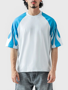 Luxury Oversized <b>Flame</b> Print T <b>Shirt</b> Men's Streetwear Raglan Sleeve Tee Premium Y2K <b>Flame</b> Graphic T <b>Shirt</b> Oversized Cotton Fash - Product Image 2