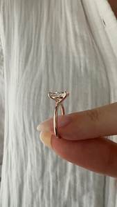 2.5 Carat Elongated Cushion Lab Grown Diamond Solitaire <b>Ring</b> in 14k Rose Gold , <b>Thin</b> Engagement <b>Ring</b>, IGI Certified - Product Image 3