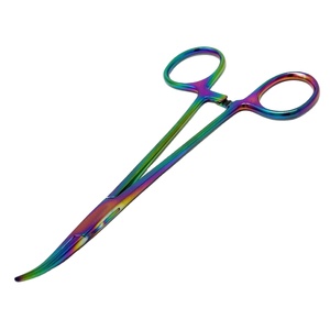 Pinza Hemostática Curva Premium de 6 Pulgadas, Recubierta de Titanio Arcoíris, Instrumentos Médicos de Acero Inoxidable Autoclavables - Product Image 1