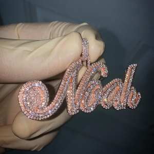 Pendentif ABP All Bout Paper BIG Luxury Diamond, pendentif argent-rose, cadeau pour lui, pendentif glacé Hip Hop Style pendentif pour homme - Product Image 5