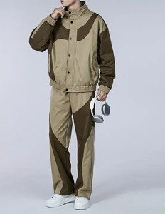 Winter Hooded Men's Track Suit Windbreaker Set Full Length Breathable Solid Nylon Sporty Outdoor Waterproof Lightweight Clothing - Product Image 2