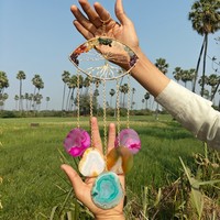 Campana de Viento Decorativa de Ágata de Siete Chakras, Arte Popular Ecológico, Decoración para el Hogar, Feng Shui, Reiki, Sanación |   Pared de Piedras Preciosas Hechas a Mano