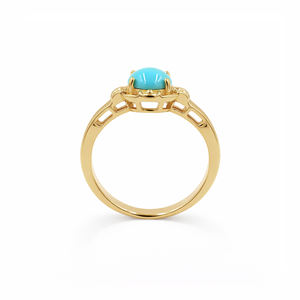 Anillo de Diseño Clásico Grabado Vintage de Plata 925 con Turquesa Cabujón del Imperio Egipcio, Chapado en Oro y Rodio, de Ishime Jewels - Product Image 5