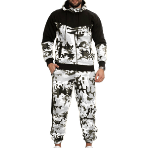 Custom Made Winter Streetwear Gray <b>Camouflage</b> Zipper Tracksuit 100% Cotton Polyester Fleece Camo Design Unisex Zip Up Tracksuits - Product Image 5