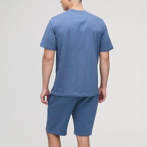 Conjunto de Pantalones Cortos Deportivos de Verano de Alta Calidad, Ropa Deportiva de Algodón, Felpa Francesa, Corte Regular, Azul, Traje Deportivo para Hombre - Product Image 3